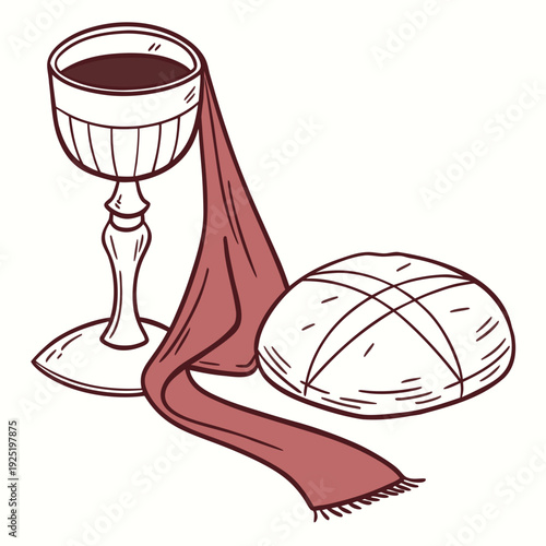 Beautiful Communion Bread and Wine AI Graphics Design for Digital Downloads
