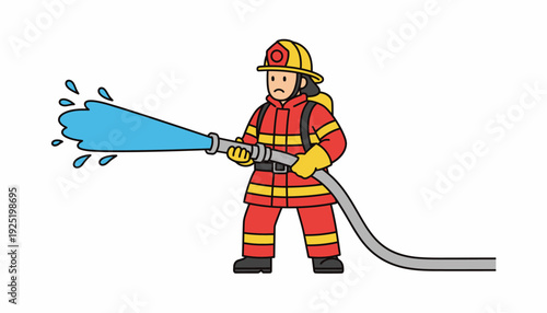Firefighter Cartoon Illustration – Fire Safety & Rescue Symbol