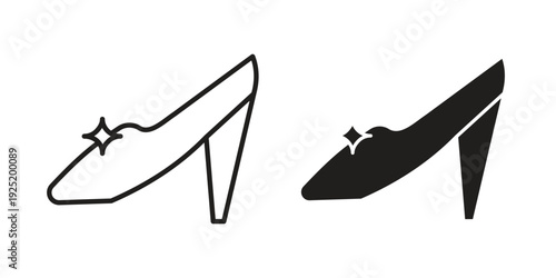 Cinderella shoe icon in a simple, black and white style.