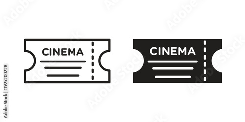 Cinema tickets icon in a simple, black and white style.