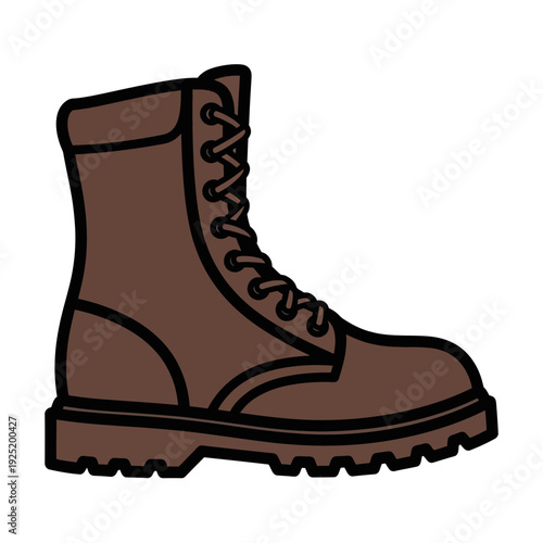 Brown Combat Boot Illustration