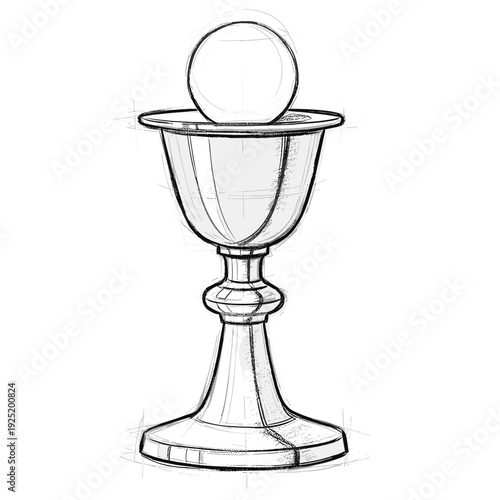 Sketch of a chalice with a host, representing communion and religious ceremony