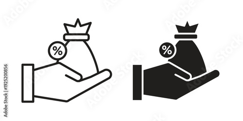 Commission icon in a simple, black and white style.