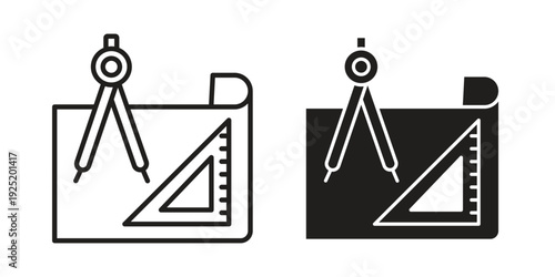 Construction plans icon in a simple, black and white style.