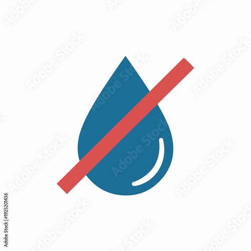 No Water Drop Icon, Water Forbidden Symbol for Dryness and Restrictions