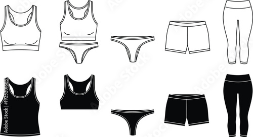 Women's undergarments and activewear illustrations