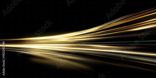 Brilliant golden light trails streak across a dark background suggesting rapid motion
