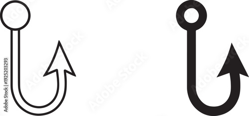 Barbed fish hook illustration isolated on white background. Clean vector design.