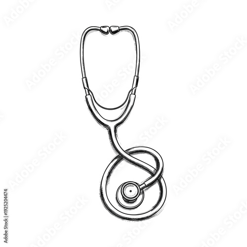 Hand drawn stethoscope illustration with a sketchy, artistic medical theme