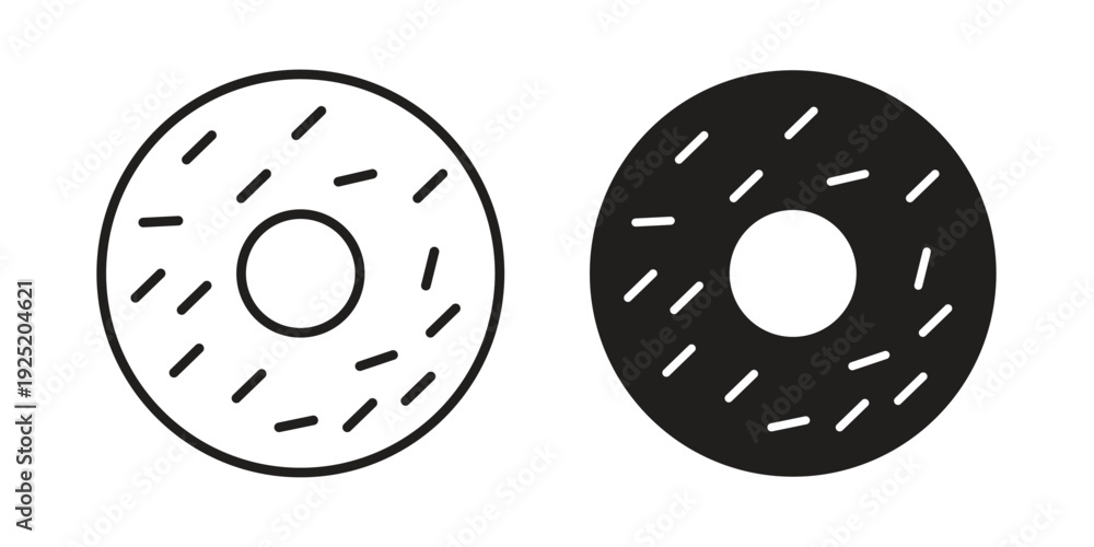Fototapeta premium Donut icon in a simple, black and white style.
