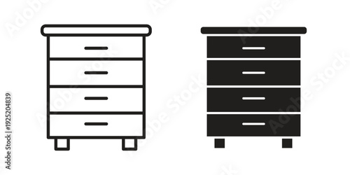 Dresser icon in a simple, black and white style.