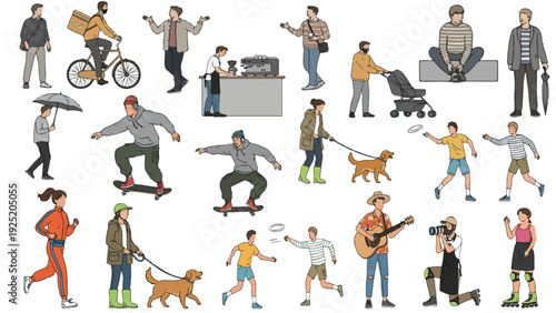 Active people enjoying outdoor leisure and healthy lifestyle moments playing in sunny park with friends and family together weekend activities