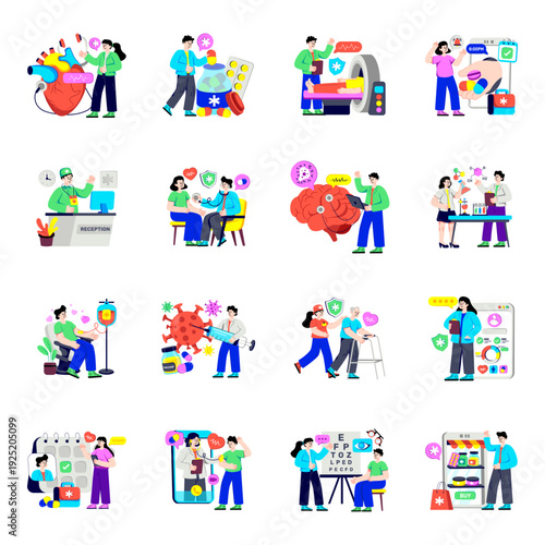 Set of Healthcare Flat Illustrations
