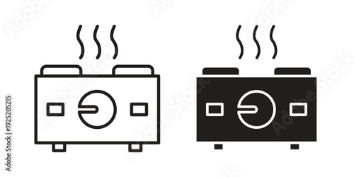 Electric hot plate icon in a simple, black and white style.