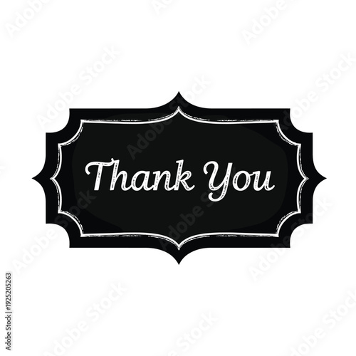 Elegant black label with white "Thank You" text, perfect for expressing gratitude