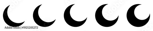 Moon icon set. Moon phase symbol. Half moon icon. Crescent moon icon lunar symbol. Dark mode sign