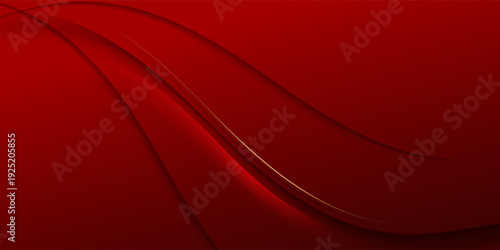 Elegant abstract red wave background with smooth flowing curves and a subtle golden line accent.