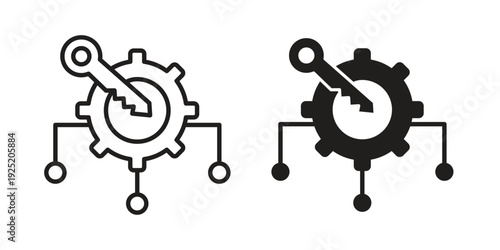 Factor icon in a simple, black and white style.