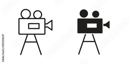 Film making icon in a simple, black and white style.