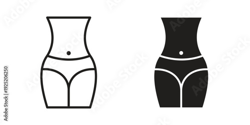 Female hips and waist icon in a simple, black and white style.