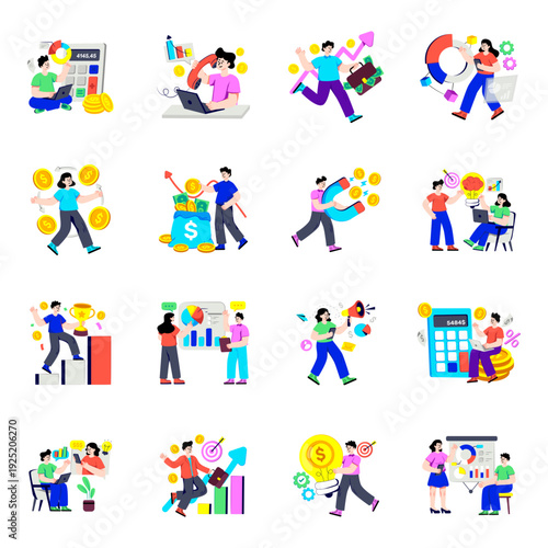 Set of Business Flat Illustrations 