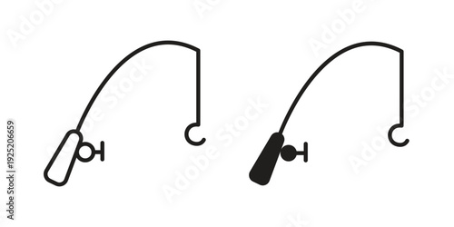 Fishing icon in a simple, black and white style.