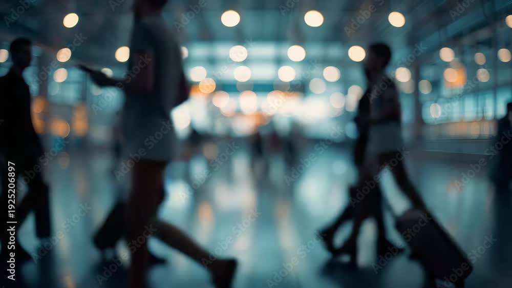 custom made wallpaper toronto digitalBlurred silhouettes of travelers walking through airport terminal with luggage under bright overhead lighting