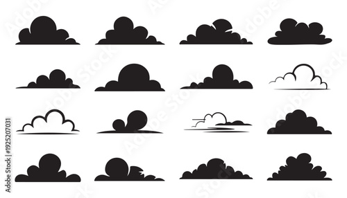 Cartoon style cloud sketch collection for hand drawn sky illustrations and weather vector design art