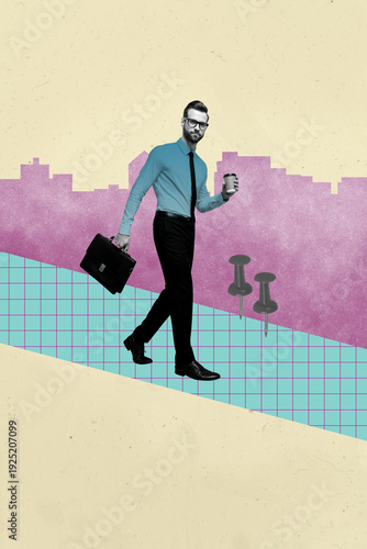Foto Exclusive artwork creative collage of happy businessman businesswoman stand char