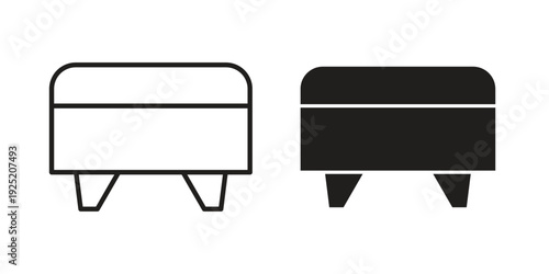 Footstool icon in a simple, black and white style.