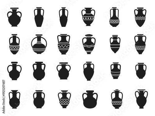 Ancient greek amphora icon silhouette vector illustration isolated