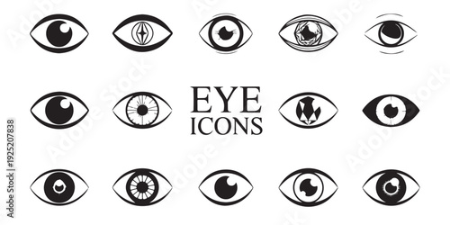 Eye icons collection unique artistic designs for creative and symbolic themes