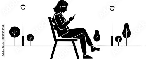 Man Sitting Chair Using Laptop Silhouette Vector Silhouette Illustration