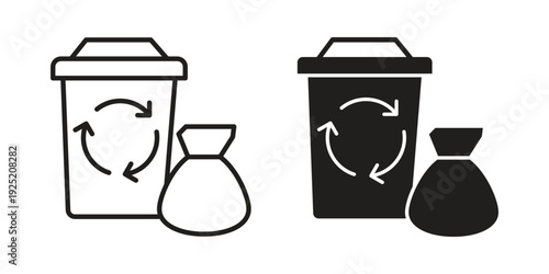 Garbage icon in a simple, black and white style.