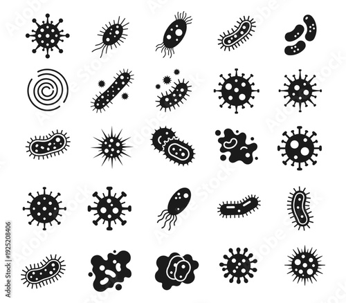 bacteria and viruses icon silhouette vector illustration isolated