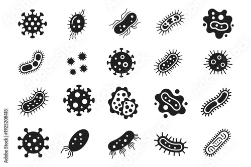 bacteria and viruses icon silhouette vector illustration isolated