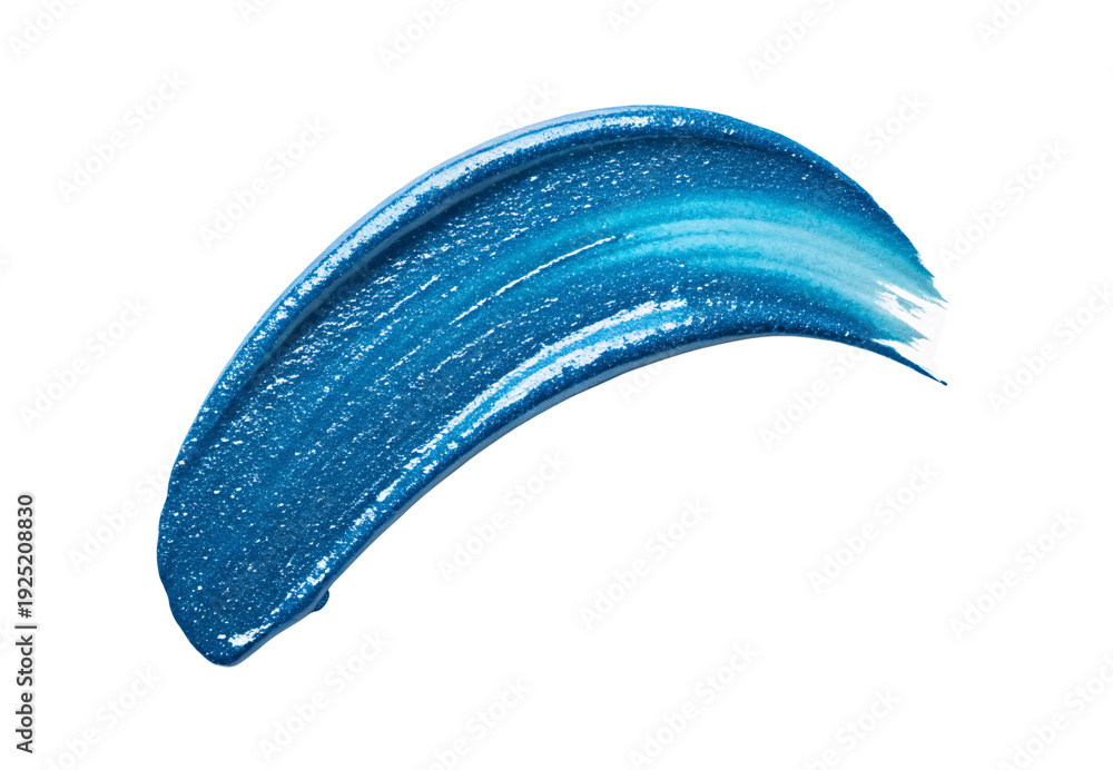 Fototapeta premium Curved arc blue glitter shimmer paint smear stroke