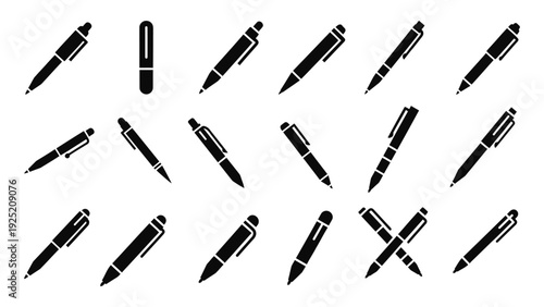 ballpoint pen icon silhouette vector illustration