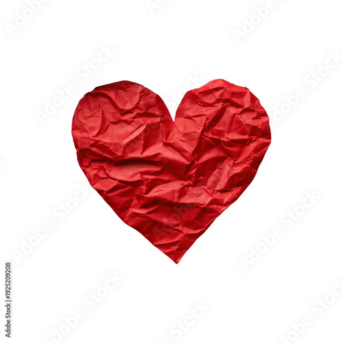 Wallpaper Mural Crumpled red paper heart shape romantic love symbol isolated Torontodigital.ca