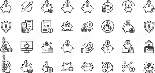 36 Linear House Icons  Editable Outline Vector Set