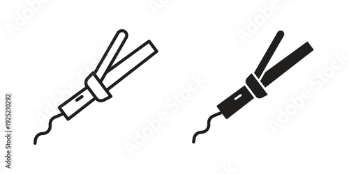 Hair curler icon in a simple, black and white style.