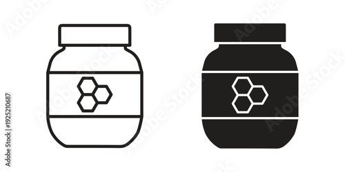 Honey jar icon in a simple, black and white style.