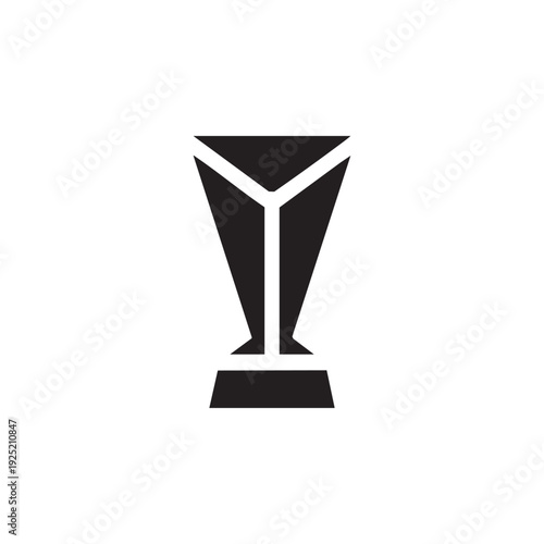 A sleek black trophy illustration on a plain background viewed from the front