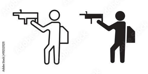 Hunter icon in a simple, black and white style.