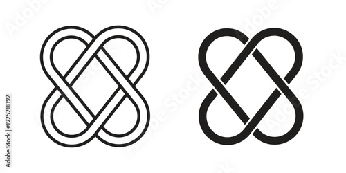 Interlocking icon in a simple, black and white style.