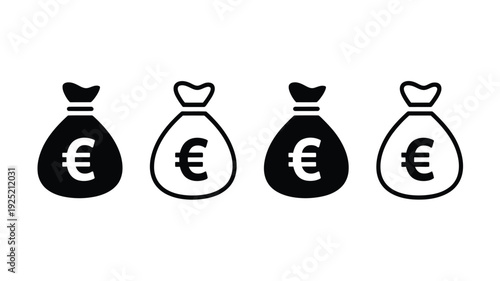 Euro Money Bag Icon Set