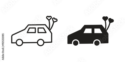 Just married icon in a simple, black and white style.