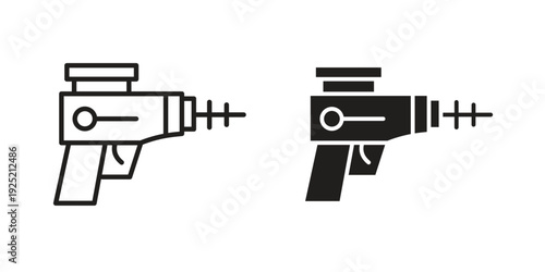 Laser gun icon in a simple, black and white style.