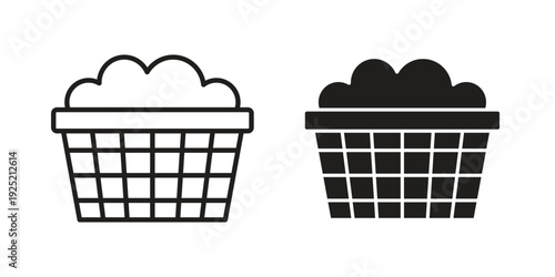 laundry hamper icon in a simple, black and white style.