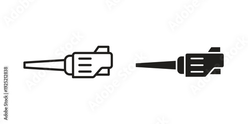 Leaf blower icon in a simple, black and white style.